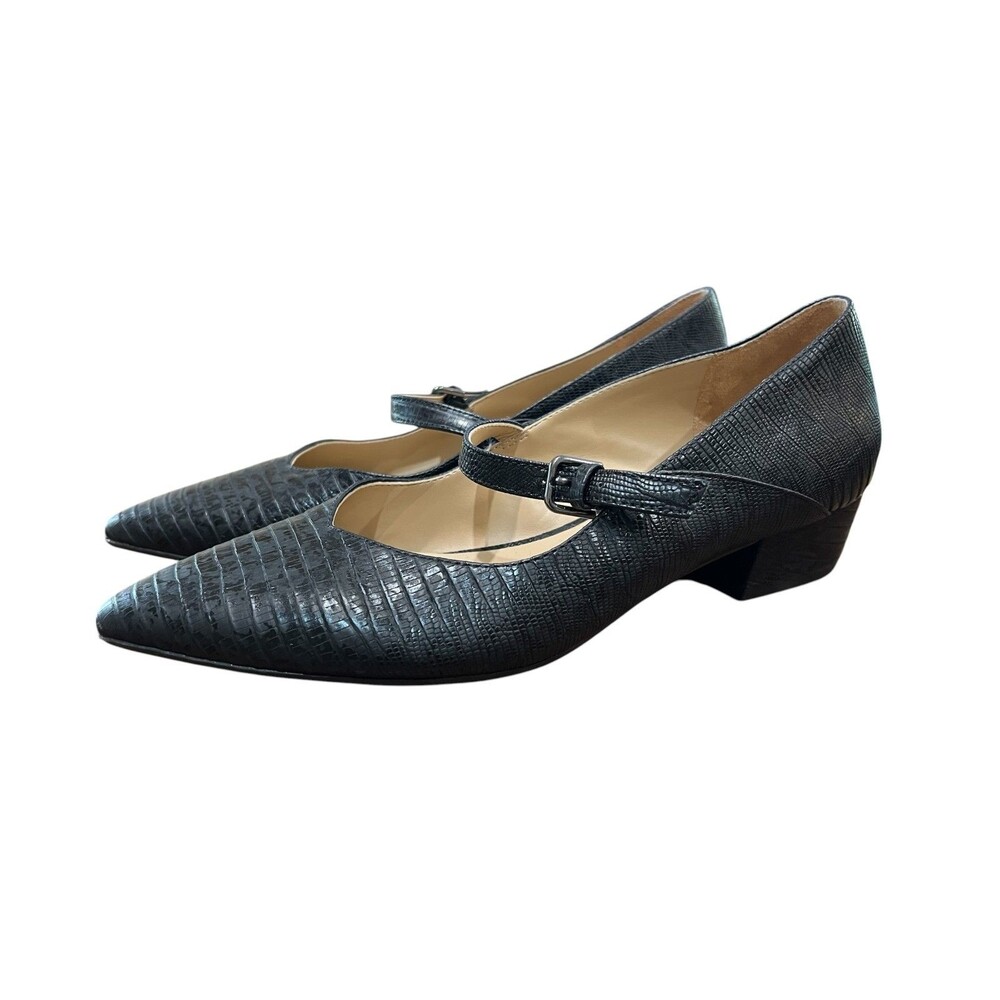Naturalizer Black Lizard Florencia Low Heel Mary-Jane Pumps Size 9W Officecore